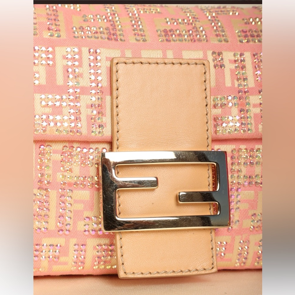 Authentic Vintage Ultra-Rare Fendi Crystal Studded Zucchino Baguette - Picture 3 of 16